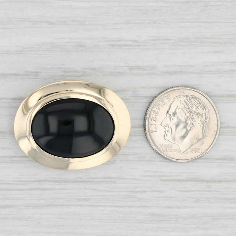 Onyx Slide Pendant 14k Yellow Gold Statement Oval Cabochon Solitaire