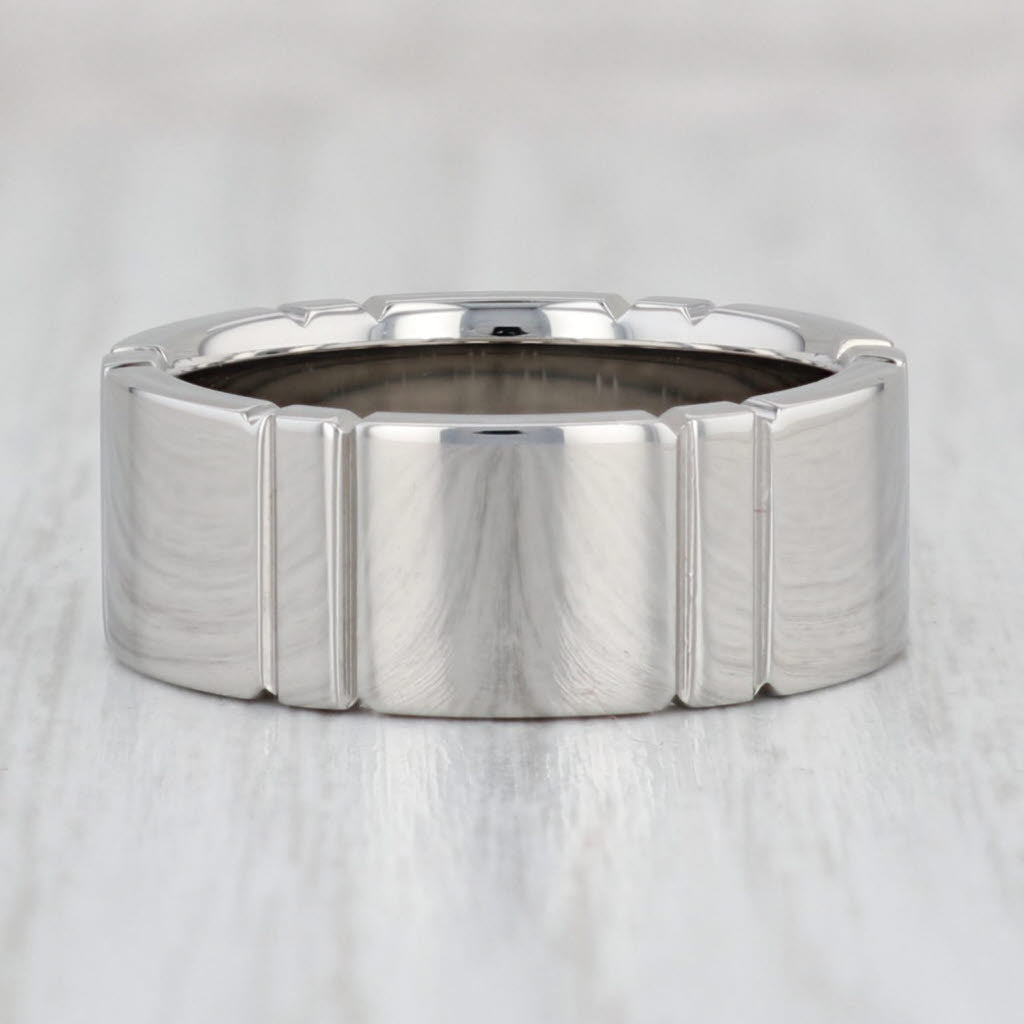 Light Gray New Beveled Titanium Ring Size 8 Wedding Band