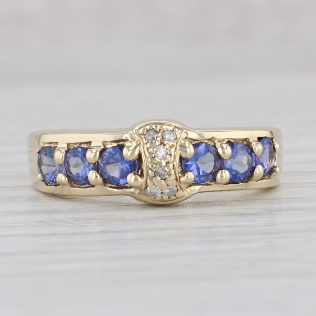 Light Gray 1.03ctw Tanzanite Diamond Ring 14k Yellow Gold Stackable Band Size 9.25