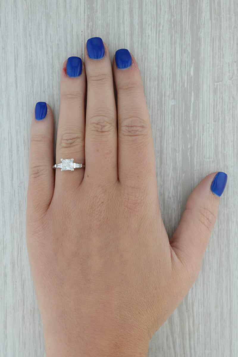 Dark Gray 1.14ctw Princess Diamond Engagement Ring 950 Platinum Size 5.75 EGL USA