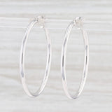 Light Gray New Round Hoop Earrings 14k White Gold Snap Top Pierced Hoops 35mm X 2mm