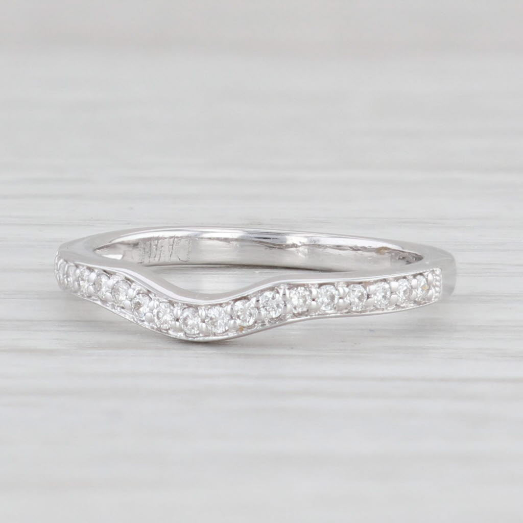 Contoured Diamond Wedding Band Ring Enhancer Guard 18k White Gold Stac