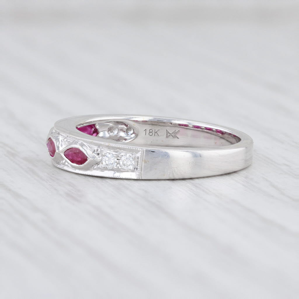 Light Gray New Beverley K 0.45ctw Ruby Diamond Stackable Ring 18k White Gold Band Size 6.5