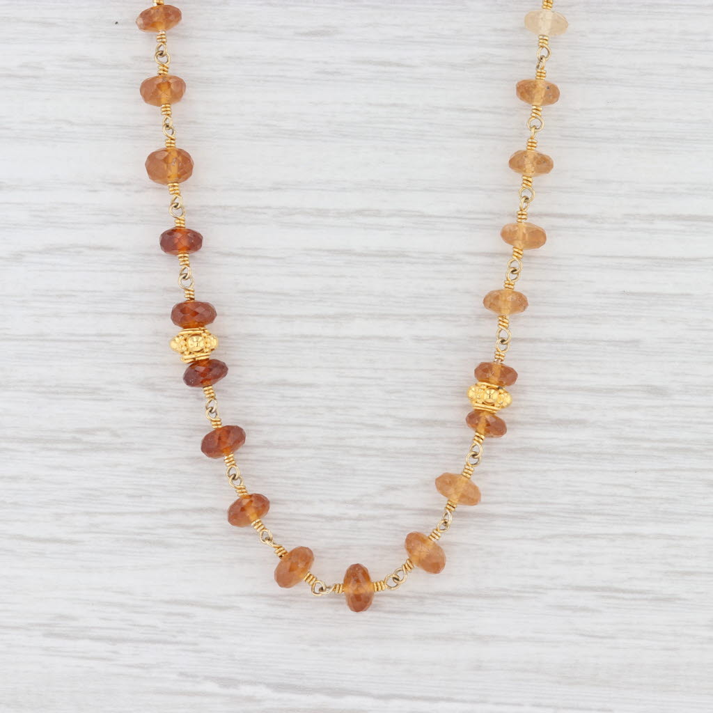 Light Gray New Nina Nguyen Orange Garnet Bead Necklace Adjustable Sterling Gold Vermeil