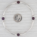 Light Gray New Purple Glass Stretch Bead Bracelet Sterling Silver 8" Italy