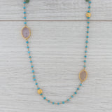 Gray New Nina Nguyen Turquoise Quartz Bead Sea Foam Necklace Sterling Gold Vermeil
