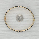 Animal Print Bangle Bracelet 14k Yellow Gold 7" 7.5mm Black Resin Zebra Tiger