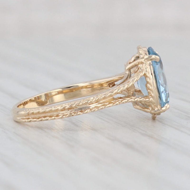 2.70ct Oval Blue Lab Created Spinal Solitaire Ring 14k Yellow Gold Size 6