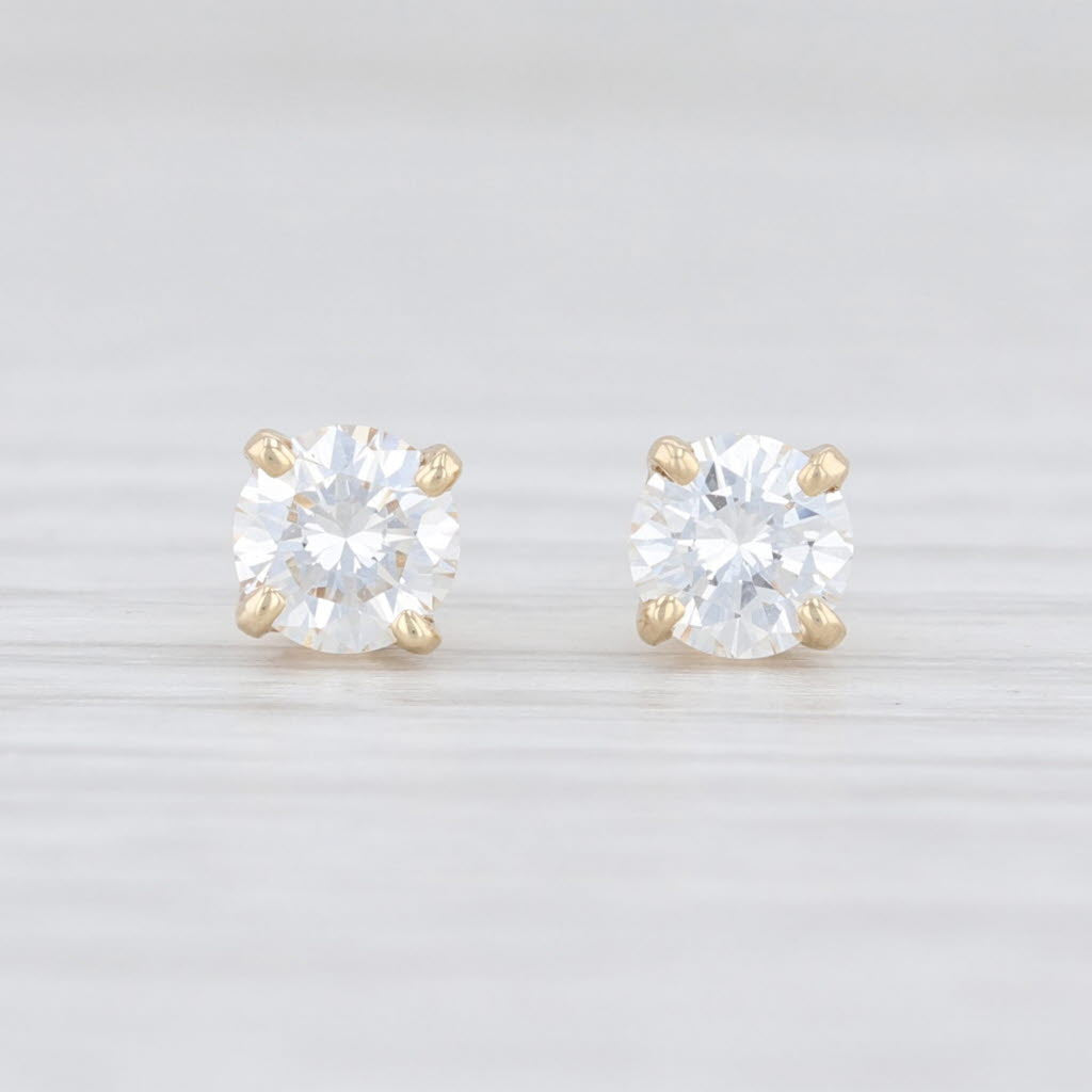 Light Gray New 0.70ctw Diamond Stud Earrings 14k Yellow Gold Round Solitaire Studs