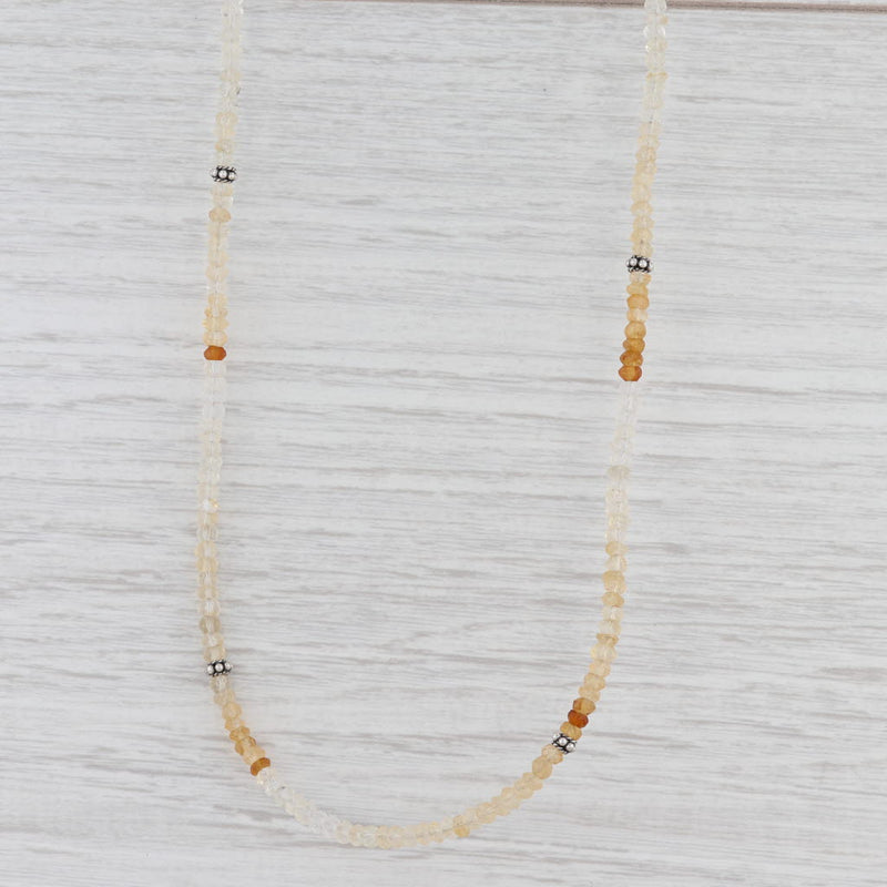 New Nina Nguyen Harmony Citrine Bead Necklace Sterling Silver 32-36.5" Long